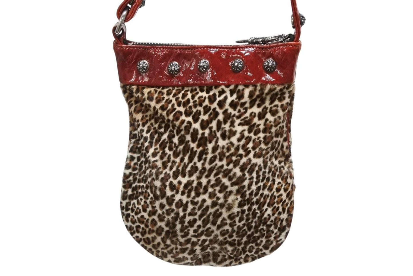 Chrome Hearts Mini Andbag Cross Ball Calf Hair Leather Leopard Silver — view 2