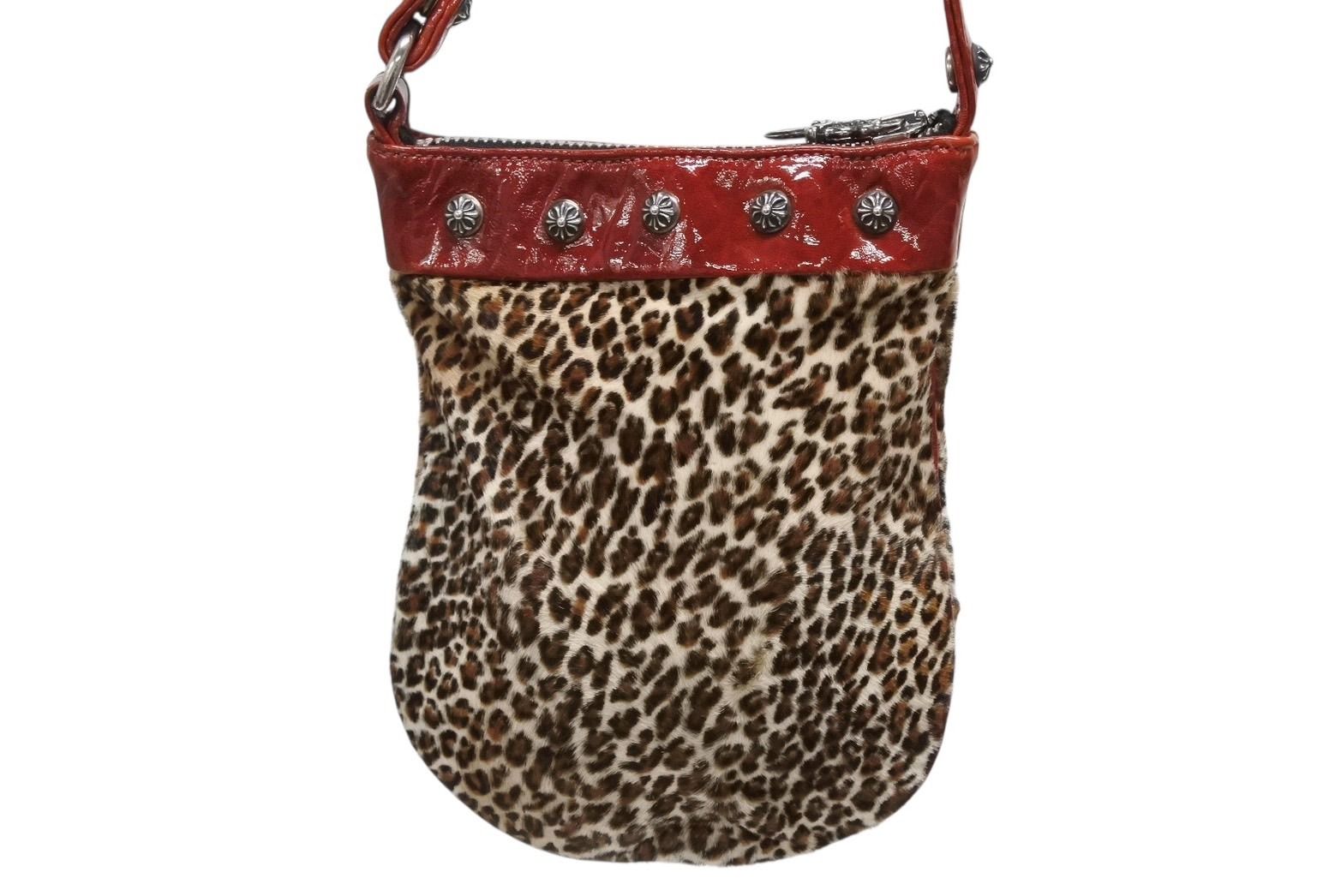 Chrome Hearts Mini Andbag Cross Ball Calf Hair Leather Leopard Silver — view 2