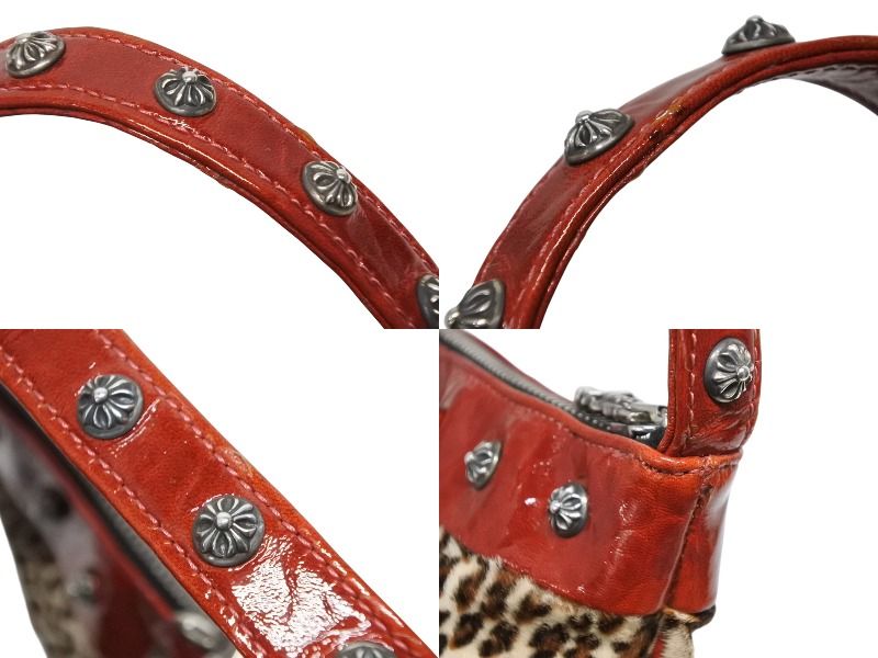 Chrome Hearts Mini Andbag Cross Ball Calf Hair Leather Leopard Silver — view 4
