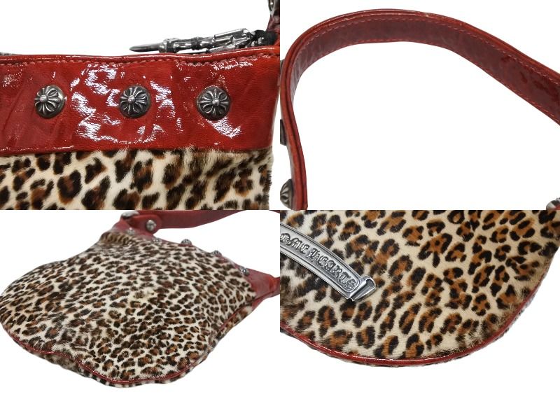 Chrome Hearts Mini Andbag Cross Ball Calf Hair Leather Leopard Silver — view 5