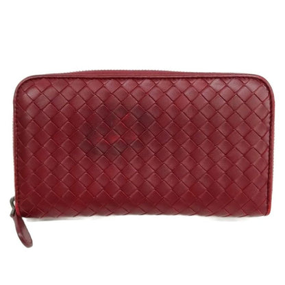 Bottega Veneta Intrecciato Round Zipper Long Wallet Long Wallet Bordeaux