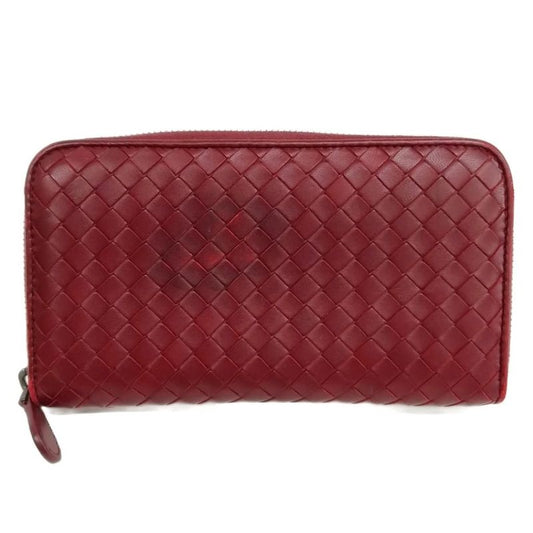 Bottega Veneta Intrecciato Round Zipper Long Wallet Long Wallet Bordeaux