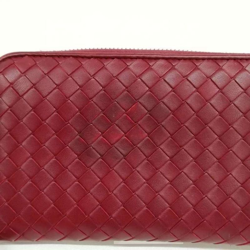 Bottega Veneta Intrecciato Round Zipper Long Wallet Long Wallet Bordeaux