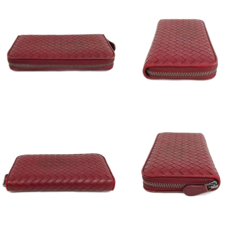 Bottega Veneta Intrecciato Round Zipper Long Wallet Long Wallet Bordeaux