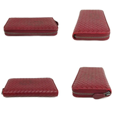 Bottega Veneta Intrecciato Round Zipper Long Wallet Long Wallet Bordeaux
