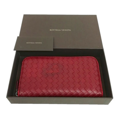 Bottega Veneta Intrecciato Round Zipper Long Wallet Long Wallet Bordeaux