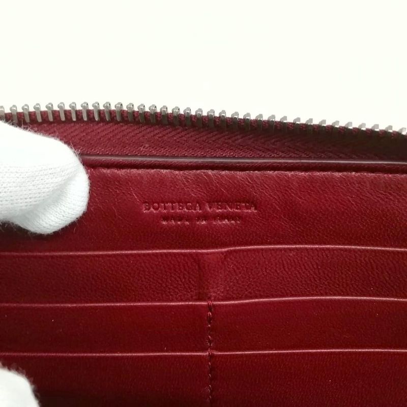 Bottega Veneta Intrecciato Round Zipper Long Wallet Long Wallet Bordeaux