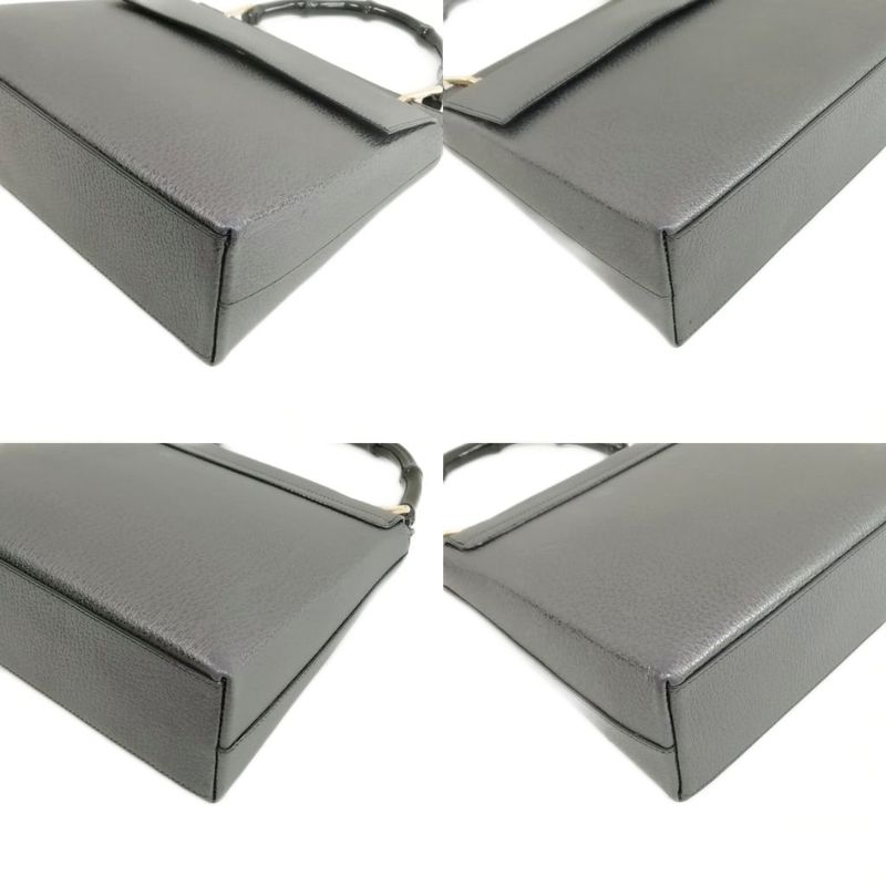 Gucci 001 3444 1887 Bamboo Handbag Old Vintage Excellent Condition Charcoal