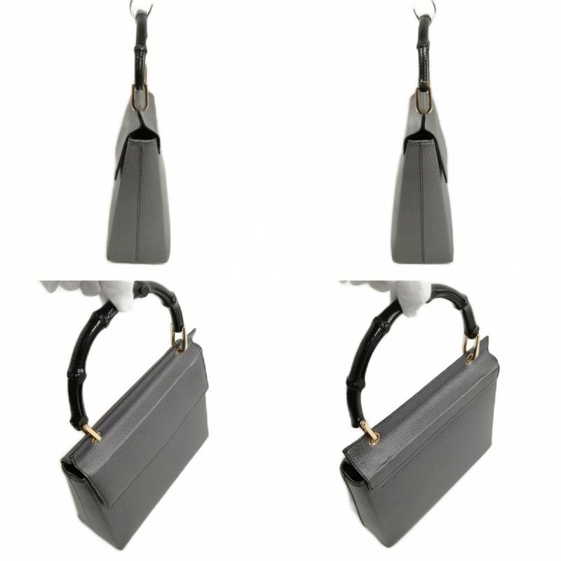 Gucci 001 3444 1887 Bamboo Handbag Old Vintage Excellent Condition Charcoal