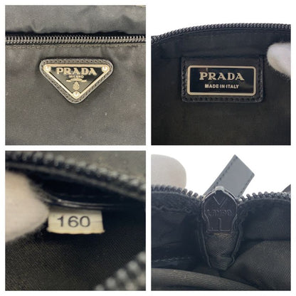 Prada Tessuto Triangle Logo Plate Black Silver Hardware Nylon Shoulder Bag