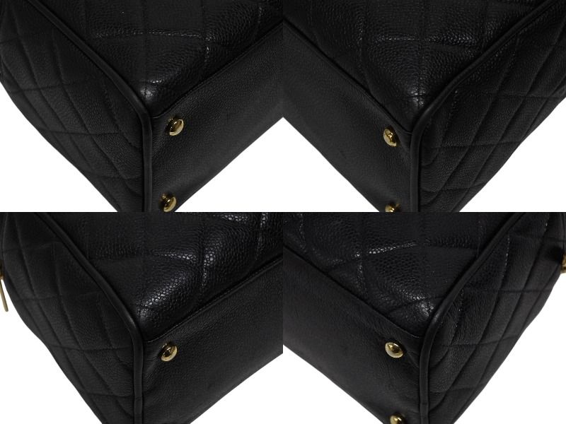 Chanel Handbag Mini Boston Caviar Leather CC Logo Black Gold — view 7