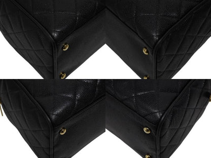 Chanel Handbag Mini Boston Caviar Leather CC Logo Black Gold — view 7