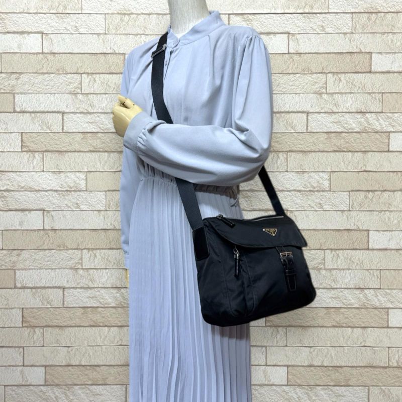 Prada Shoulder Bag Nylon Bt8894 Black Unisex Prada Preowned Prada