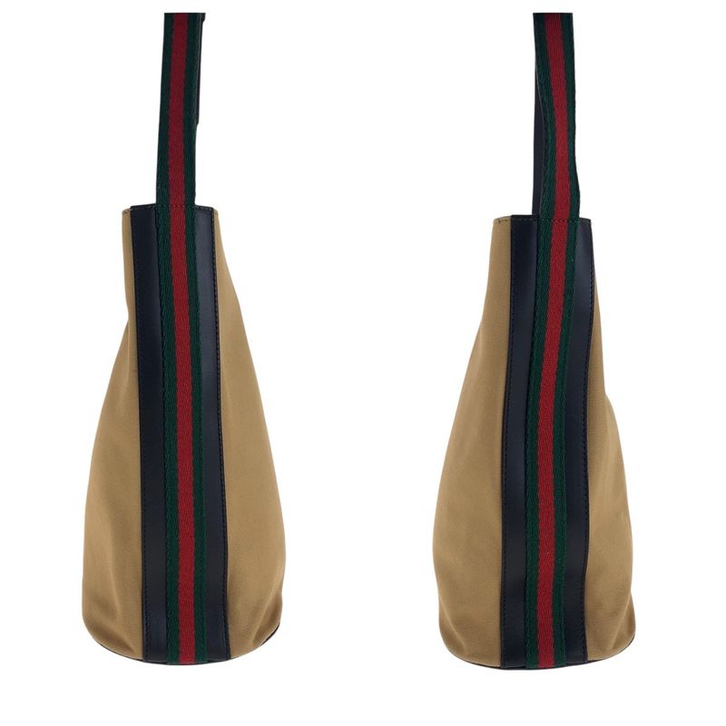 Gucci Sherry Line Beige Black Gold Hardware Canvas Leather 001 4286 Shoulder