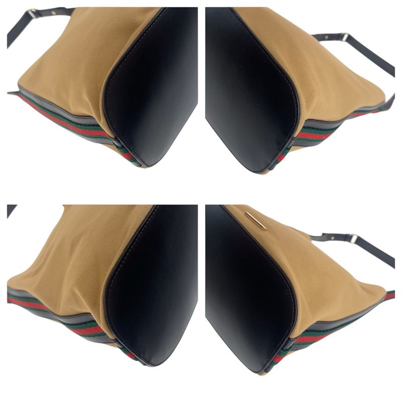 Gucci Sherry Line Beige Black Gold Hardware Canvas Leather 001 4286 Shoulder