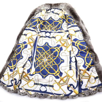 Chinchilla Lined Hermes Genuine Fur Super Long Coat Gray M Size