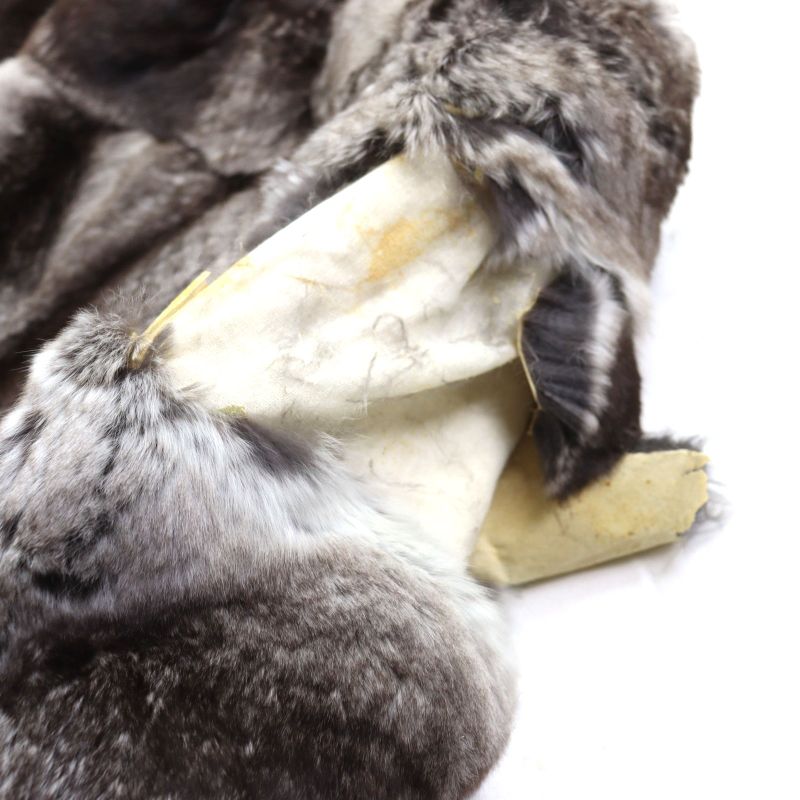 Chinchilla Lined Hermes Genuine Fur Super Long Coat Gray M Size