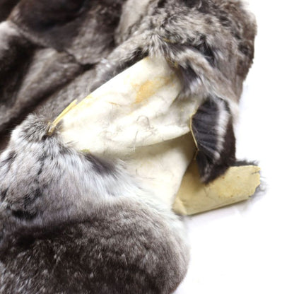 Chinchilla Lined Hermes Genuine Fur Super Long Coat Gray M Size