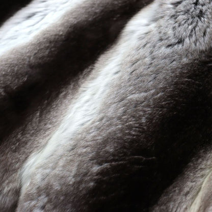 Chinchilla Lined Hermes Genuine Fur Super Long Coat Gray M Size