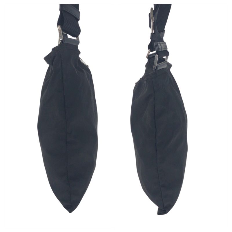 Prada Tessuto Triangle Logo Plate Black Silver Hardware Nylon Shoulder Bag