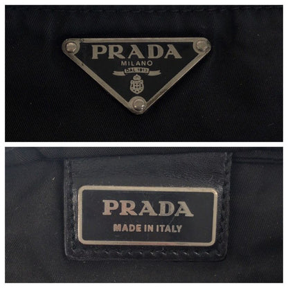 Prada Tessuto Triangle Logo Plate Black Silver Hardware Nylon Shoulder Bag