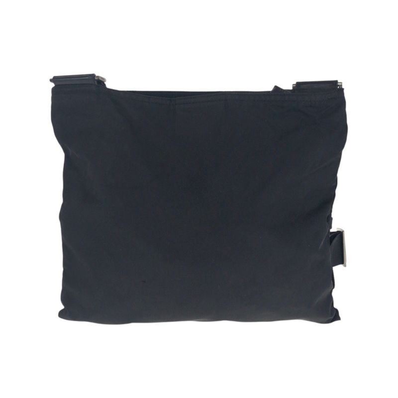 Prada Tessuto Triangle Logo Plate Black Silver Hardware Nylon Shoulder Bag