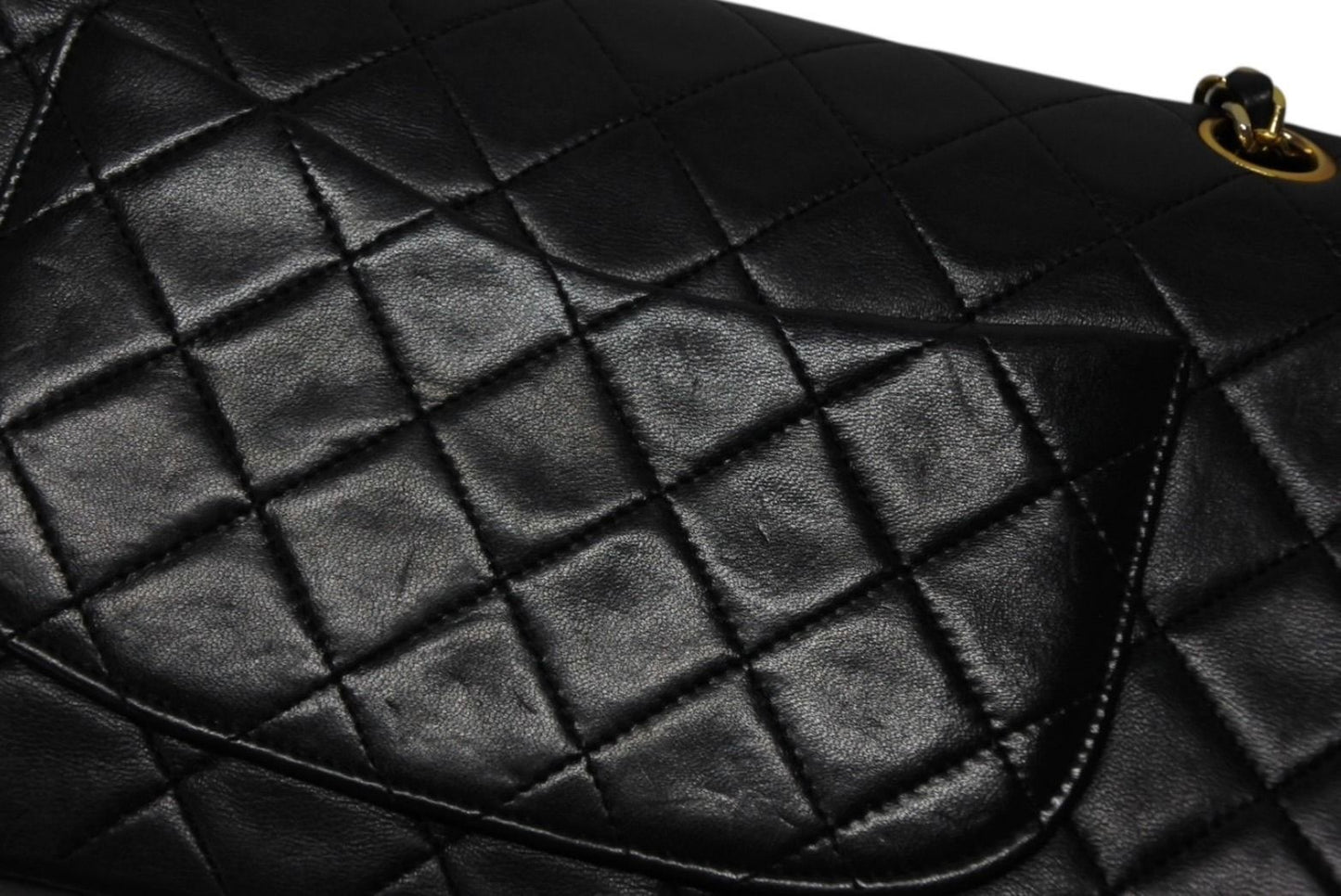 Chanel Quilted 25 Double Flap Chain Shoulder Bag CC Logo Lambskin Gold — view 6
