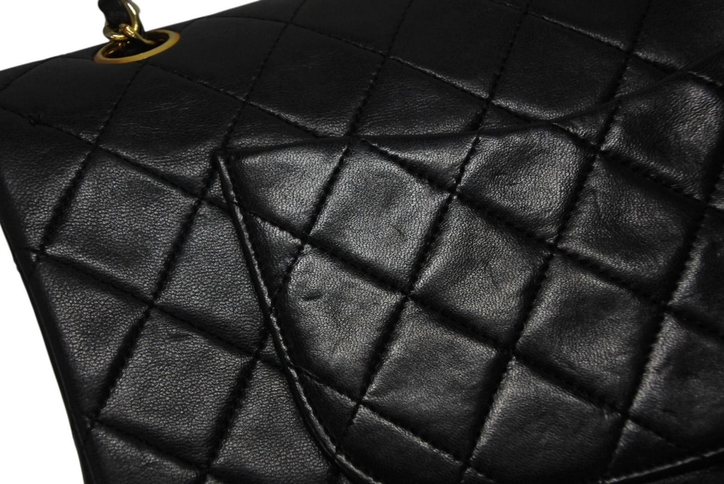 Chanel Quilted 25 Double Flap Chain Shoulder Bag CC Logo Lambskin Gold — view 7
