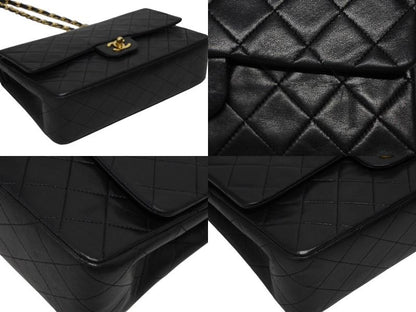 Chanel Quilted 25 Double Flap Chain Shoulder Bag CC Logo Lambskin Gold — view 8