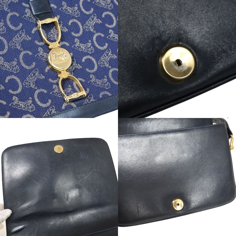 Celine Carriage One Shoulder Bag Shoulder Macadam Navy Gold 60 Bs100