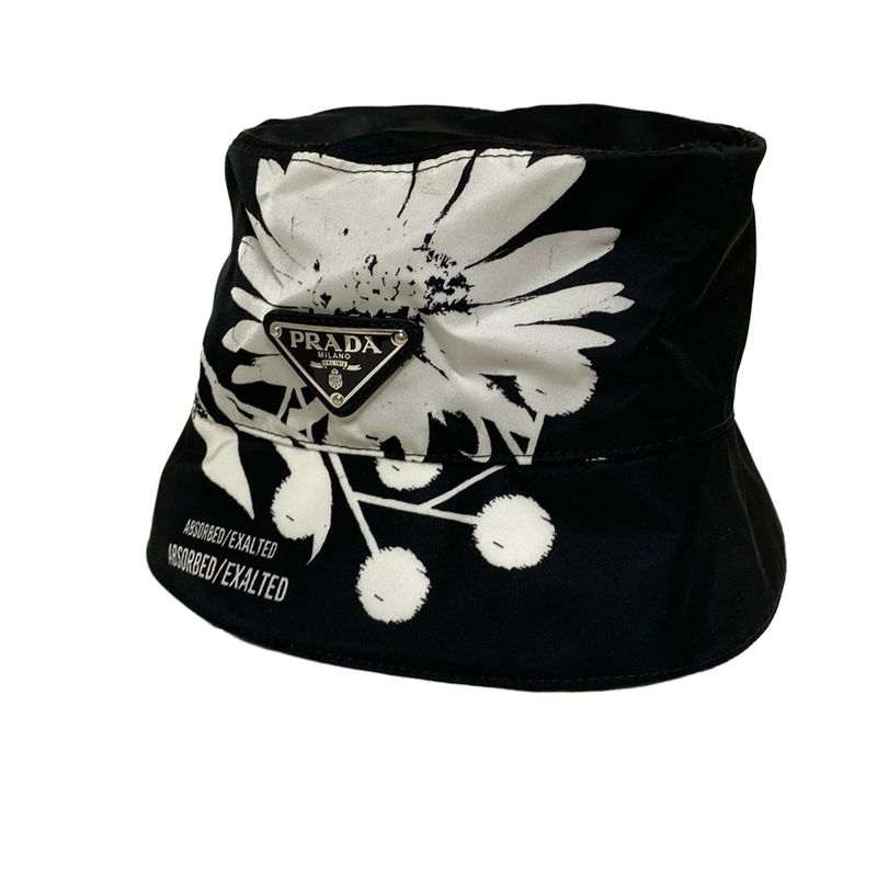 Prada Hat M Artwork Bucket Hat Black and White