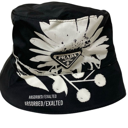 Prada Hat M Artwork Bucket Hat Black and White