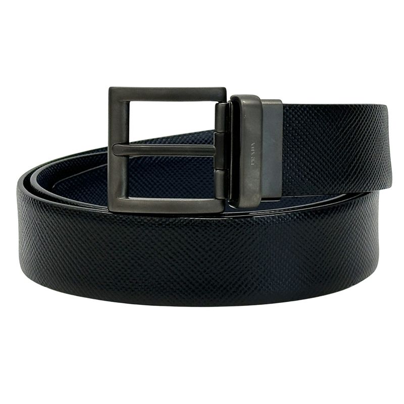 Prada Belt Men's Brand Saffiano Black Navy Size 95 38 Reversible Simple Suit