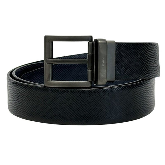 Prada Belt Men's Brand Saffiano Black Navy Size 95 38 Reversible Simple Suit