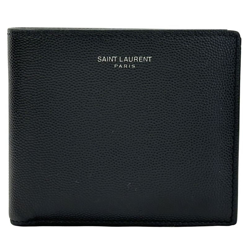Saint Laurent Wallet Men's Brand Bifold Wallet Leather Black Simple Monochrome