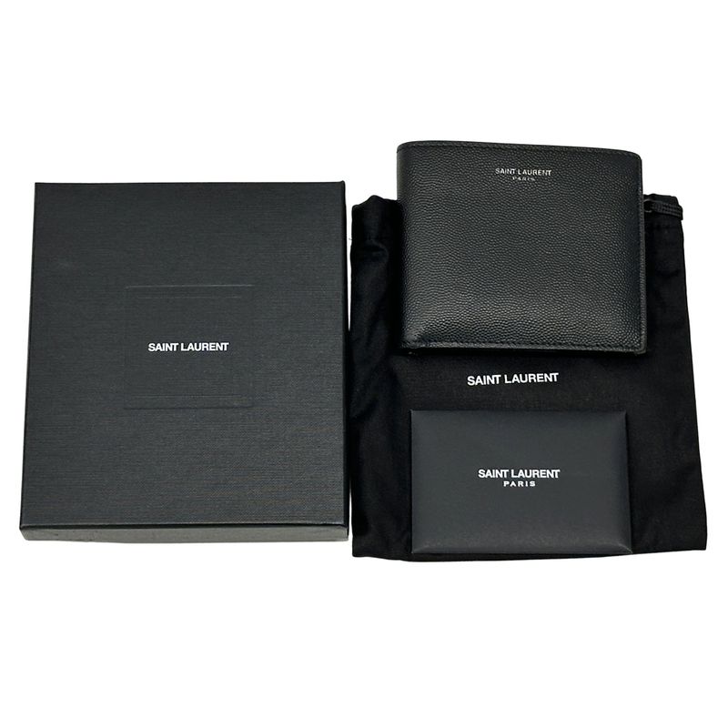 Saint Laurent Wallet Men's Brand Bifold Wallet Leather Black Simple Monochrome