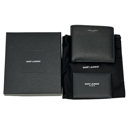 Saint Laurent Wallet Men's Brand Bifold Wallet Leather Black Simple Monochrome
