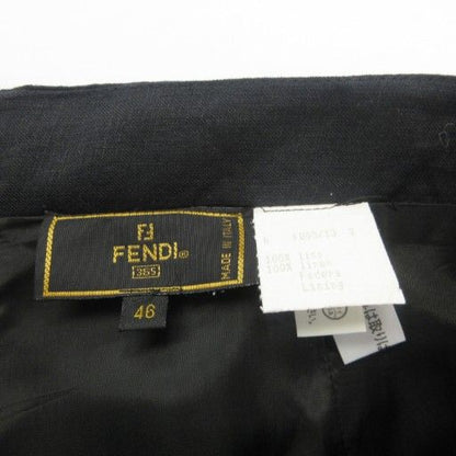 Fendi 365 Vintage Linen Long Skirt 46 Approx XL Black Ibo84 1122