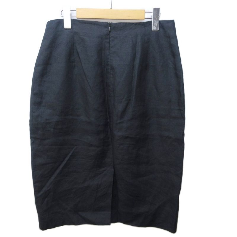Fendi 365 Vintage Linen Long Skirt 46 Approx XL Black Ibo84 1122