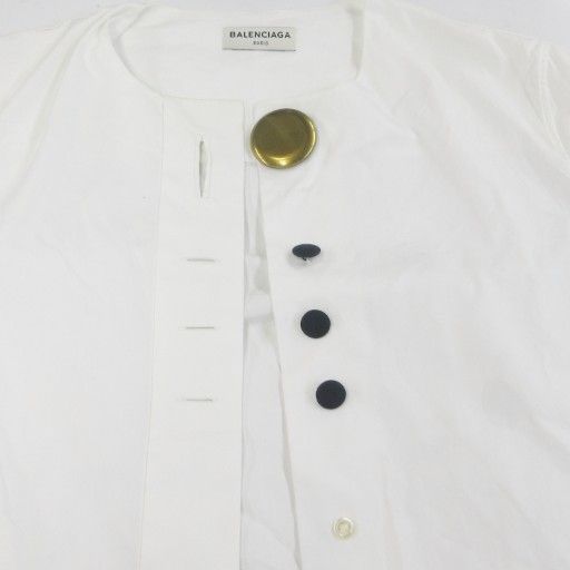 Balenciaga 2015 Alexander Wang Period Tunic Shirt Blouse No Collar Decorated