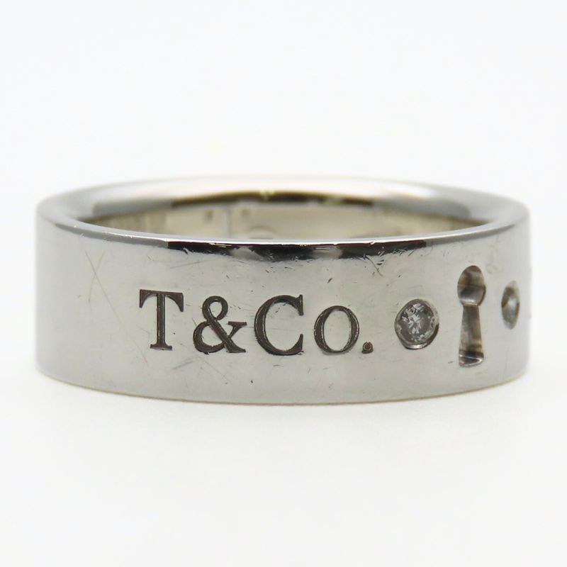 Tiffany & Co Ring / Ring Keyhole Ny 925 Silver with Diamonds Approx 4.8g Silver