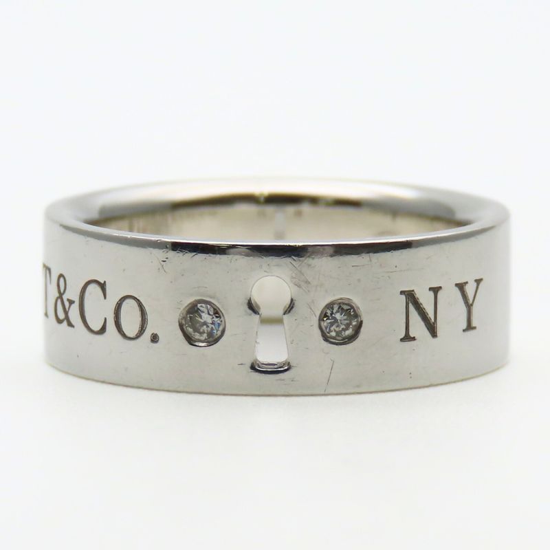 Tiffany & Co Ring / Ring Keyhole Ny 925 Silver with Diamonds Approx 4.8g Silver