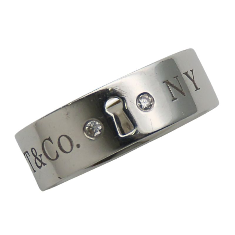 Tiffany & Co Ring / Ring Keyhole Ny 925 Silver with Diamonds Approx 4.8g Silver