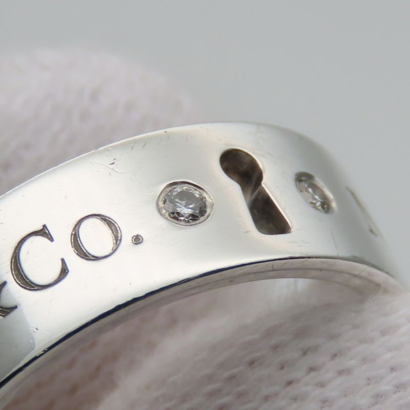 Tiffany & Co Ring / Ring Keyhole Ny 925 Silver with Diamonds Approx 4.8g Silver