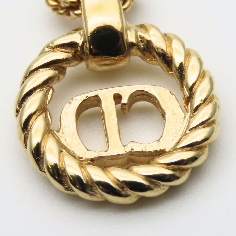 Christian Dior Necklace Metal Gold CD Logo Plated Accessories Ladies Women