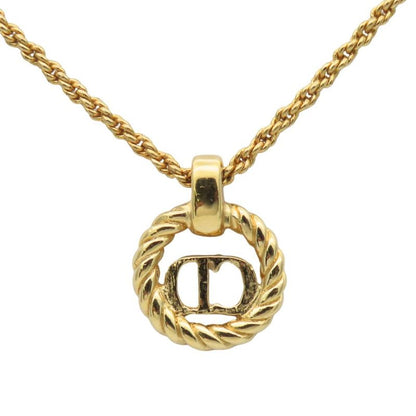 Christian Dior Necklace Metal Gold CD Logo Plated Accessories Ladies Women