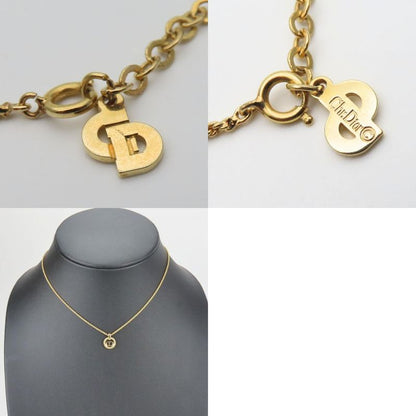 Christian Dior Necklace Metal Gold CD Logo Plated Accessories Ladies Women