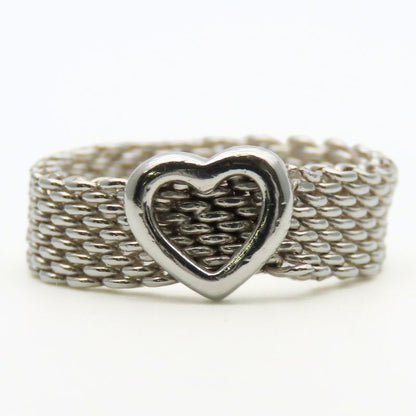 Tiffany & Co Ring - Somerset Heart 925 Silver Approx 4.8g Silver Accessories