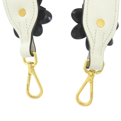 Prada Shoulder Belt White X Black Flower Leather Shoulder Strap 1085 Prada