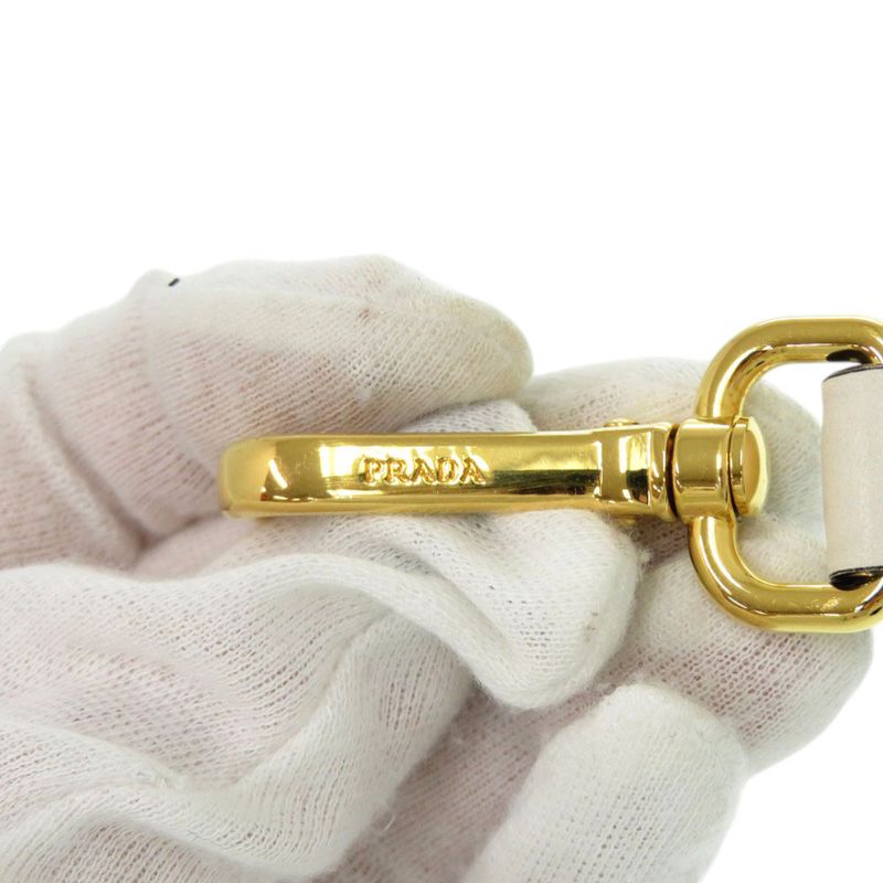 Prada Shoulder Belt White X Black Flower Leather Shoulder Strap 1085 Prada